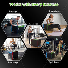 3-in-1 Plyometric Box 16 x 20 x 24 Inches Soft Plyo Jump Box