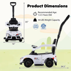 3-in-1 Toyota Licensed Foot-to-Floor Stroller Sliding Walking Toy-White