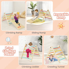 3-in-1 Climbing Set Foldable and Adjustable Kids Triangle Set-Multicolor