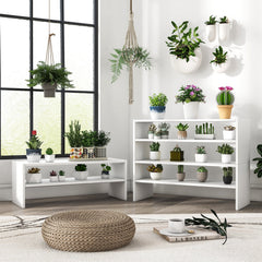 3 Pieces 31-Inch Stackable Multi-Shape Shoe Rack-White