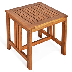 3 Piece Acacia Wood Patio Sofa Set, 2 Chairs Rated 360 lb with Grey Cushions on Hidden Zips and 18 in Side Table