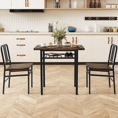 3-Piece Dining Table Set with Rectangular Kitchen Table and 2 Chairs-Rustic Brown