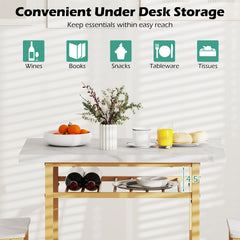 3-Piece Dining Table Set with Rectangular Kitchen Table and 2 Chairs-White