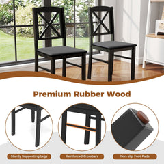 3-Piece Dining Table Set Wooden Square Kitchen Table for 2 People-Brown