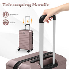 3-Piece Hardside Luggage Set Lightweight Hardside Suitcases with 8-Spinner Wheels-Pink