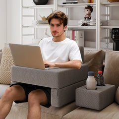 3-Piece Reading Pillow Set Extra Large Lap Desk with Coaster-Gray