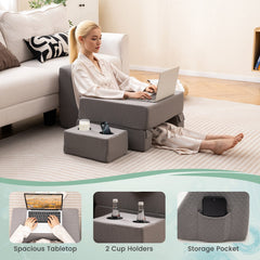 3-Piece Reading Pillow Set Extra Large Lap Desk with Coaster-Gray