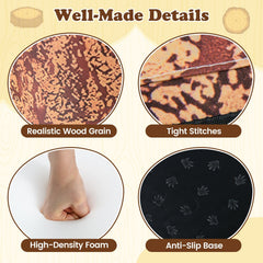 3-Piece Tree Stump Stool Set with Wood Printing Nature Decoration-Dark Walnut