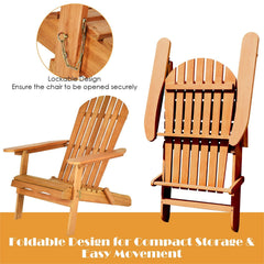 3 Piece Folding Adirondack Chair Set, 2 Eucalyptus Chairs Rated 350 lb with Widened Armrests and 18 in Side Table
