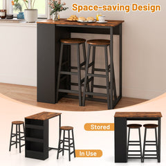 3 Pieces Bar Table Set with Storage