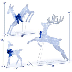 3 Pieces Lighted Christmas Reindeer Family Set with 255 Lights-White