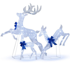 3 Pieces Lighted Christmas Reindeer Family Set with 255 Lights-White