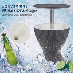 3 Pieces Outdoor Rattan Bar Table with Extendable Tabletop-Gray