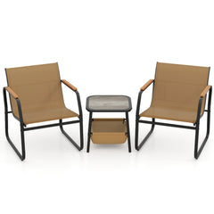 3 Pieces Patio Furniture Set Outdoor Bistro Conversation Set-Brown