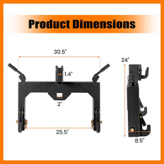 3-Point Quick Hitch with 5 Level Adjustable Bolt for Farming-Black