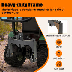 3-Point Quick Hitch with 5 Level Adjustable Bolt for Farming-Black