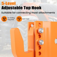 3-Point Quick Hitch with 5 Level Adjustable Bolt for Farming-Orange