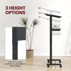 3-Position Height Adjustable Lectern Table with Tilted Tabletop-Black