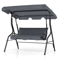 3-Seat Outdoor Patio Canopy Swing with Cushioned Steel Frame-Gray