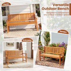 3-Seater Outdoor Wooden Bench 59 inch Large Garden Bench with Backrest-Yellow