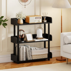 3-Tier Bookshelf with Anti-Tipping Kit and Industrial Storage Unit for Living Room-Black