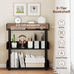 3-Tier Bookshelf with Anti-Tipping Kit and Industrial Storage Unit for Living Room-Black