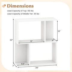 3-Tier Bookshelf with Display Shelf for Small Space-White