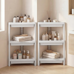 3-Tier Corner Shower Caddy 2-Pack with Detachable Design-White