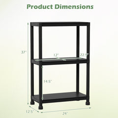3-Tier Heavy-Duty Plastic Storage Shelves Freestanding Garage Shelving Unit