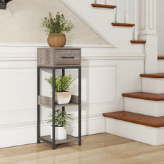 3-Tier Tall Plant Stand with Drawer and Anti-Tipping Kit, Grey