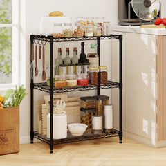3-Tier Metal Storage Shelving Unit with V-Shaped Wire Rack and, 450 LBS Capacity-Black