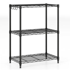 3-Tier Metal Storage Shelving Unit with V-Shaped Wire Rack and, 450 LBS Capacity-Black