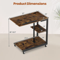 3-Tier Mobile Couch Side Table with Tiltable Tabletop-2 Piece