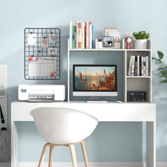 Desktop Bookshelf and Monitor Stand with Open Back Compartment, White