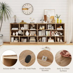 Natural 3 Tier 8 Cube Bookcase, 48 Inch Open Storage Shelves with Anti Tipping Kits