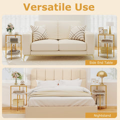 3-Tier Round End Table for Small Space and Bedroom Room-Set of 1