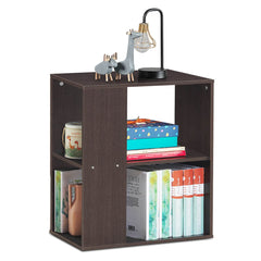 3 Tier Open Shelf Side End Table in Brown Engineered Wood