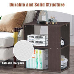 3 Tier Open Shelf Side End Table in Brown Engineered Wood