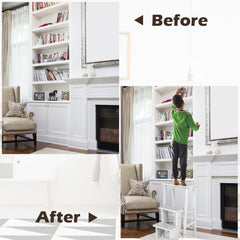 3-Tier Step Stool 3 in 1 Folding Ladder Bench-White