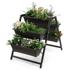 3 Tier Vertical Raised Garden Bed with 5 Plant Boxes, Elevated Metal Frame Planter