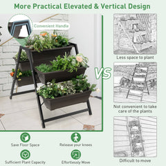 3 Tier Vertical Raised Garden Bed with 5 Plant Boxes, Elevated Metal Frame Planter
