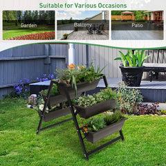 3 Tier Vertical Raised Garden Bed with 5 Plant Boxes, Elevated Metal Frame Planter
