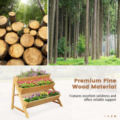 3 Tier Vertical Raised Garden Bed with Storage Shelf, 46 Inch Wooden Planter with Liners