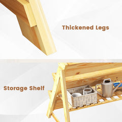 3 Tier Vertical Raised Garden Bed with Storage Shelf, 46 Inch Wooden Planter with Liners