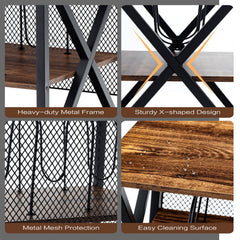 Rolling 3 Tier Record Player Stand and End Table with Album Dividers