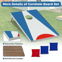 3 x 2FT Cornhole Board Set, Portable Cornhole Board with Foldable Legs and Side Handle-Blue