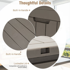 30 Gallon Deck Box Storage Seating Container with Lockable Lid-Light Brown