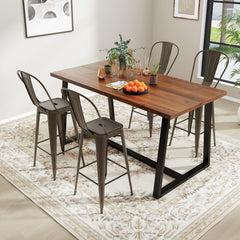 Set of 4 Stackable Metal Bar Stools in Gun Metal with Removable Backs, 30 Inch Seat