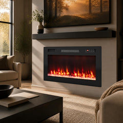30 Inch Smart WiFi Electric Fireplace with Recessed and Wall Mounted