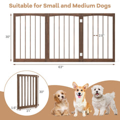 30 Inch Tall Wooden Pet Fence for Cats Small and Medium Dogs-Brown